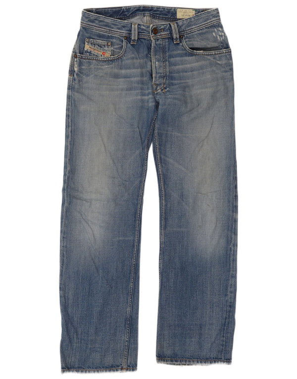 Diesel Mens Levan Distressed Straight Jeans W32 L32 Blue Cotton