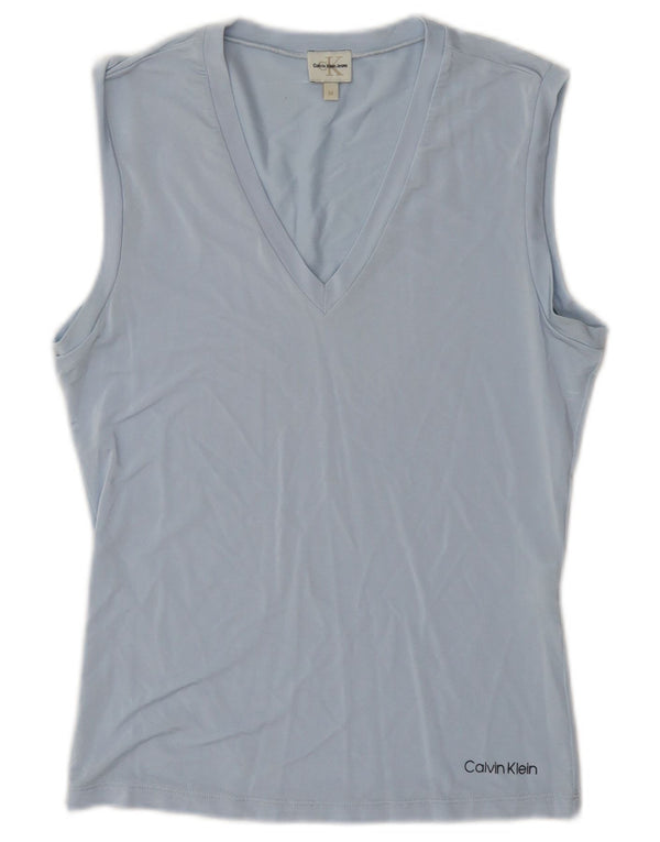 Calvin Klein Jeans Womens Vest Top UK 12 Medium Blue Viscose