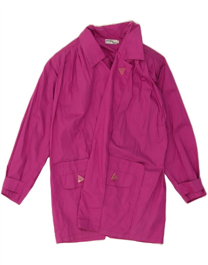 ANNALISA FERRO Womens Oversized Overcoat IT 40 Small Pink Cotton Vintage Annalisa Ferro and Second-Hand Annalisa Ferro from Messina Hembry 