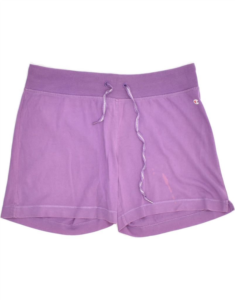 CHAMPION Womens Sport Shorts UK 14 Large Purple | Vintage Champion | Thrift | Second-Hand Champion | Used Clothing | Messina Hembry 