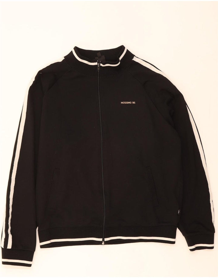 MOSSIMO Mens Graphic Tracksuit Top Jacket Large Black Cotton