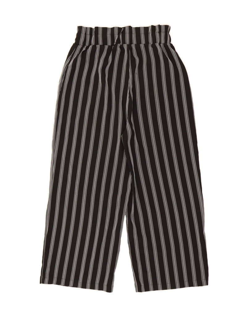 ZARA Womens Straight Cropped Trousers UK 12 Medium W30 L24 Black Striped Vintage Zara and Second-Hand Zara from Messina Hembry 