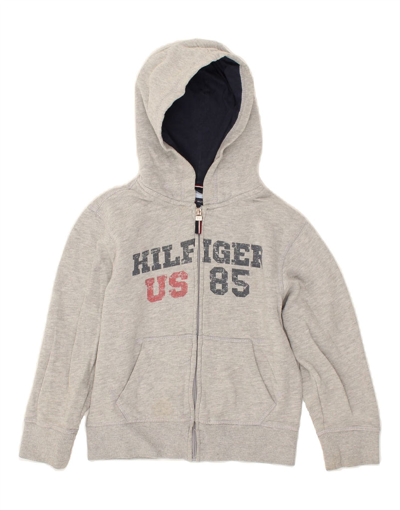 TOMMY HILFIGER Boys Graphic Zip Hoodie Sweater 6-7 Years Grey Cotton | Vintage Tommy Hilfiger | Thrift | Second-Hand Tommy Hilfiger | Used Clothing | Messina Hembry 