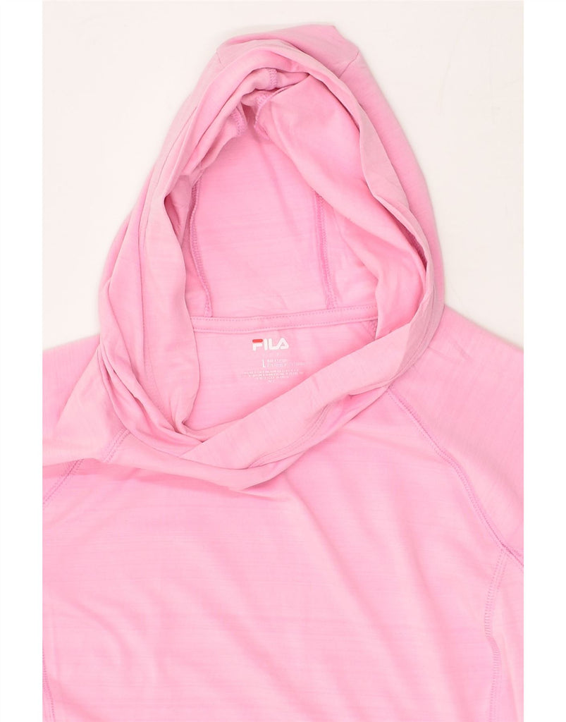 FILA Womens Hoodie Jumper UK 14 Large Pink Polyester | Vintage Fila | Thrift | Second-Hand Fila | Used Clothing | Messina Hembry 