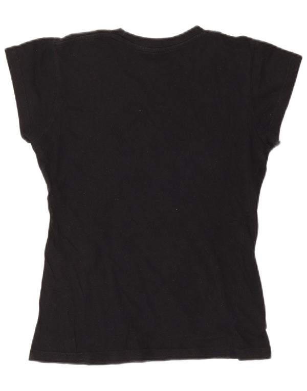 Hard Rock Cafe Womens Miami Graphic T-Shirt Top UK 10 Small Black Cotton