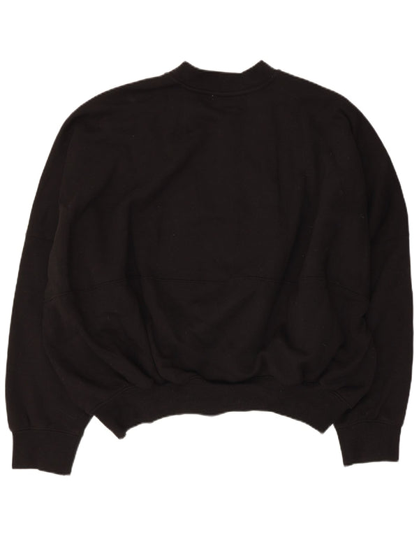 Zara Womens Oversized Tracksuit Top Jacket UK 16 Large Black Cotton