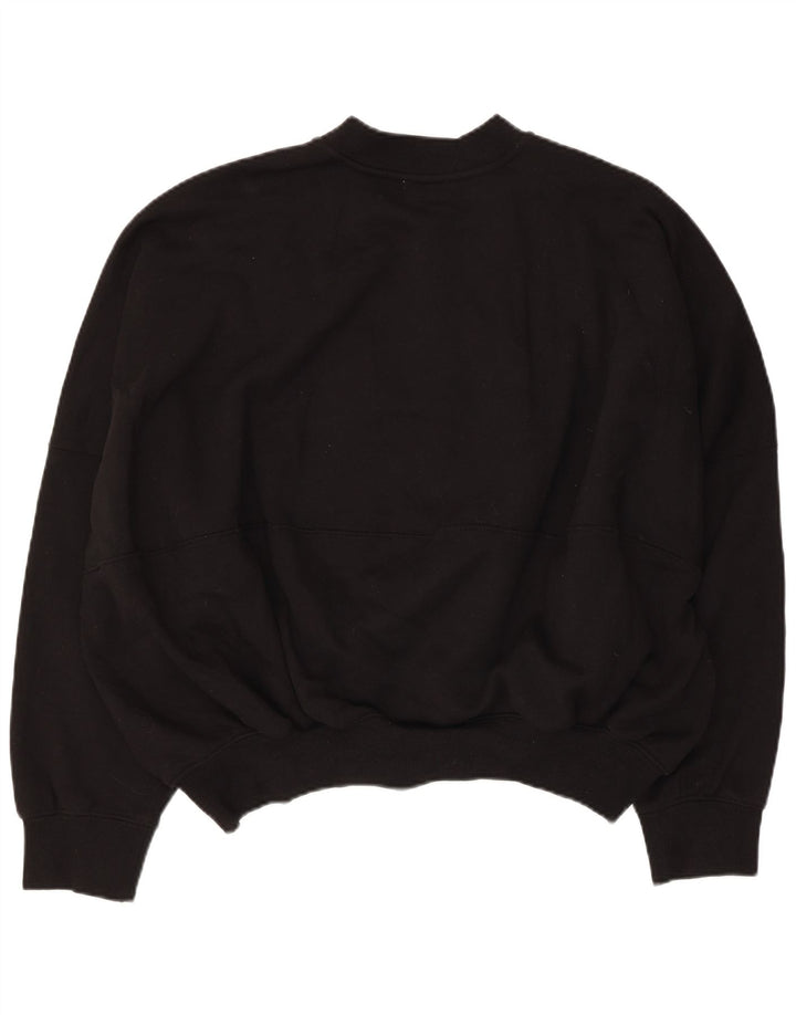 Zara Womens Oversized Tracksuit Top Jacket UK 16 Large Black Cotton