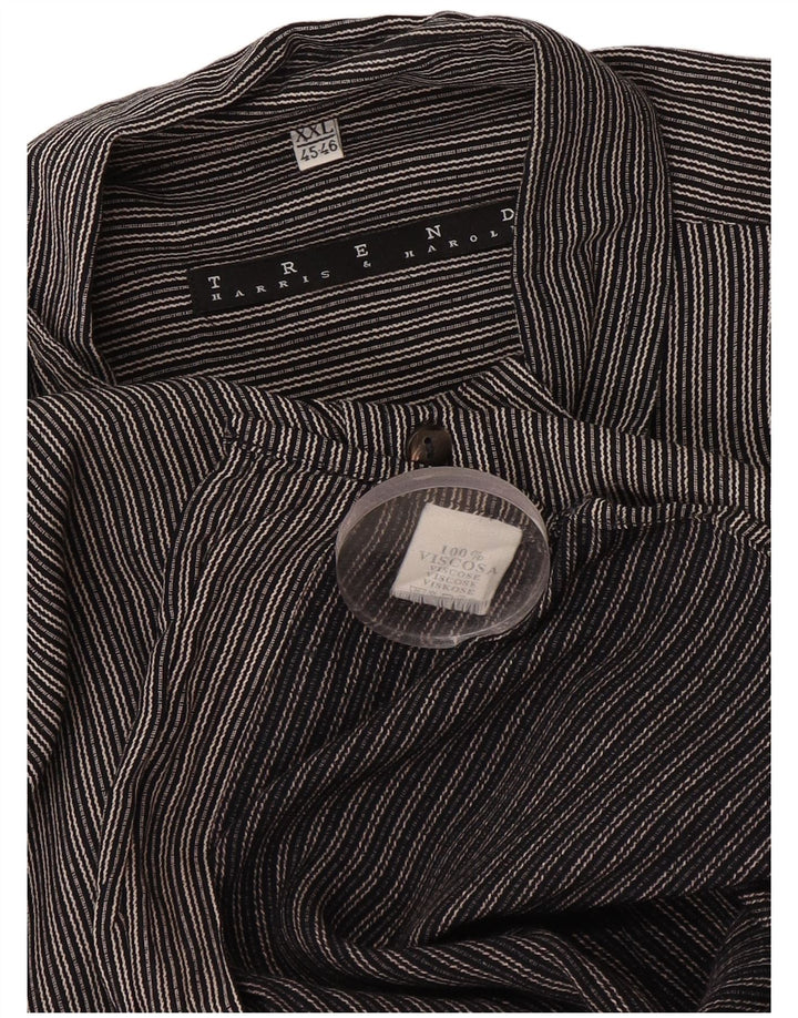 Mens Shirt Size 45/46 2XL Black Striped Viscose