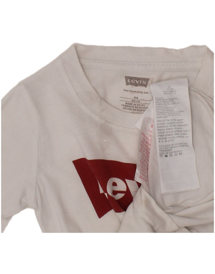 LEVI'S Boys Graphic T-Shirt Top 3-4 Years White Cotton