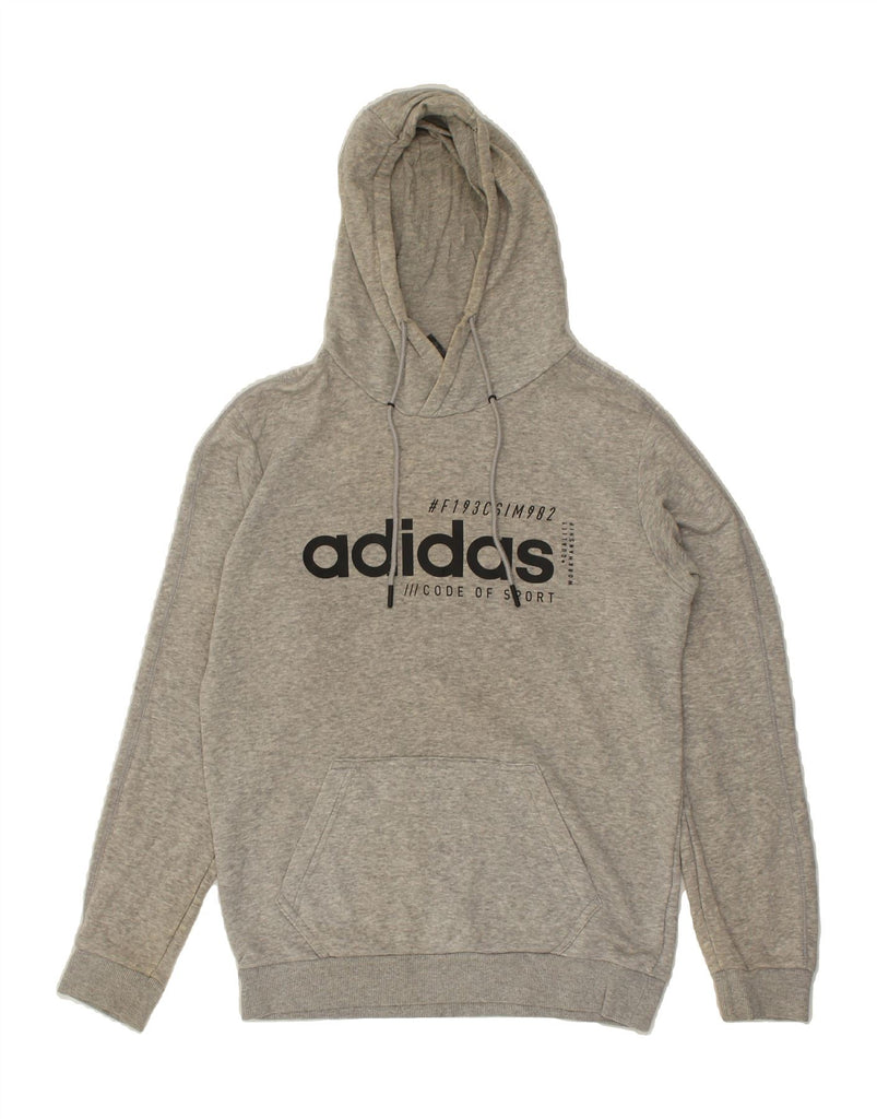 ADIDAS Mens Graphic Hoodie Jumper Small Grey Cotton | Vintage Adidas | Thrift | Second-Hand Adidas | Used Clothing | Messina Hembry 