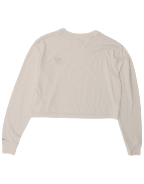 Tommy Hilfiger Womens Crop Oversized Top Long Sleeve UK 6 XS White Cotton