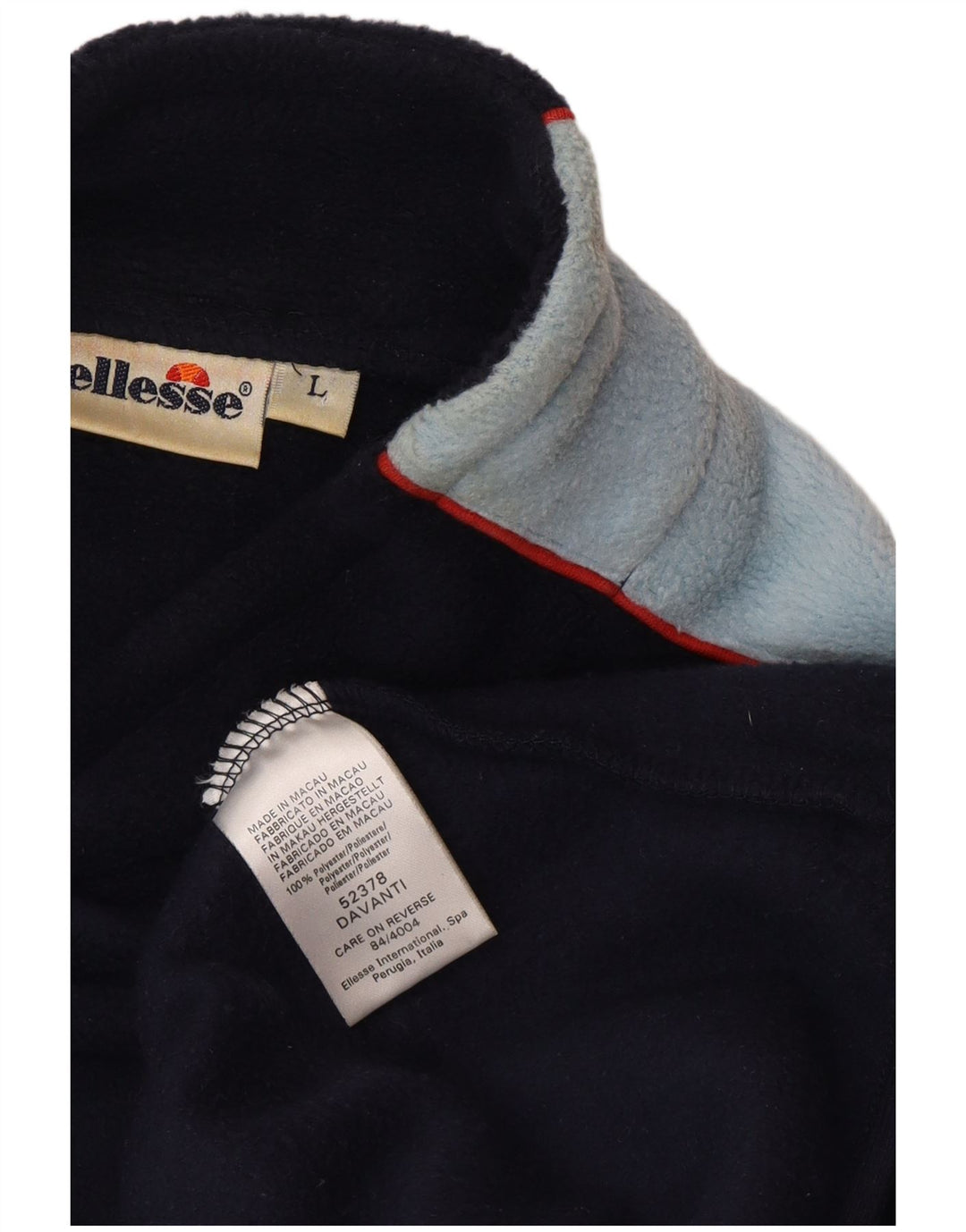 Ellesse Mens Fleece Jumper Large Navy Blue Colourblock Polyester