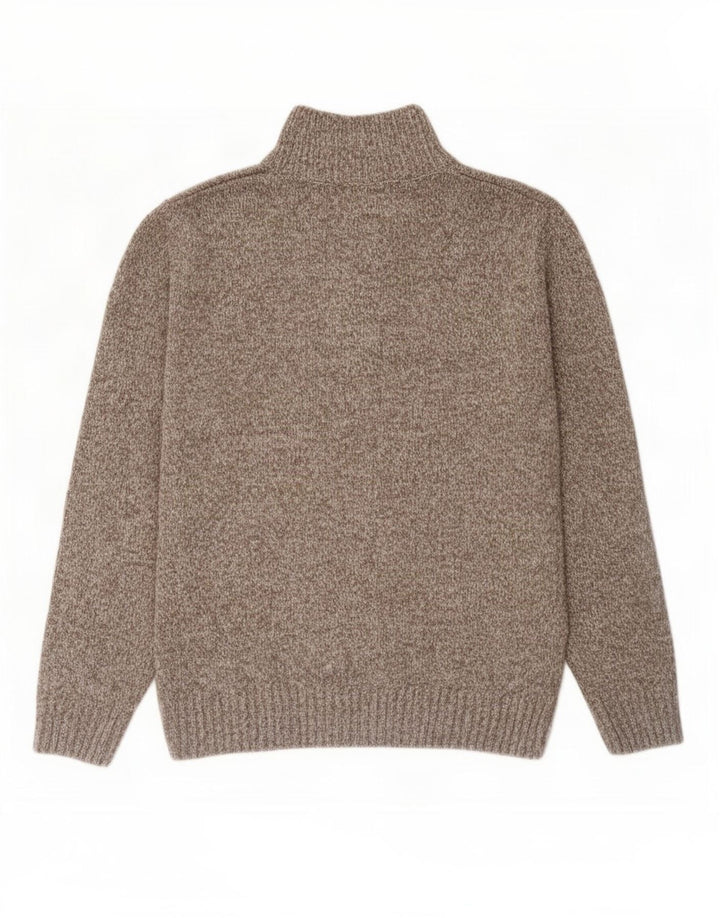 Marks & Spencer Mens Button Neck Jumper Sweater Medium Brown Flecked