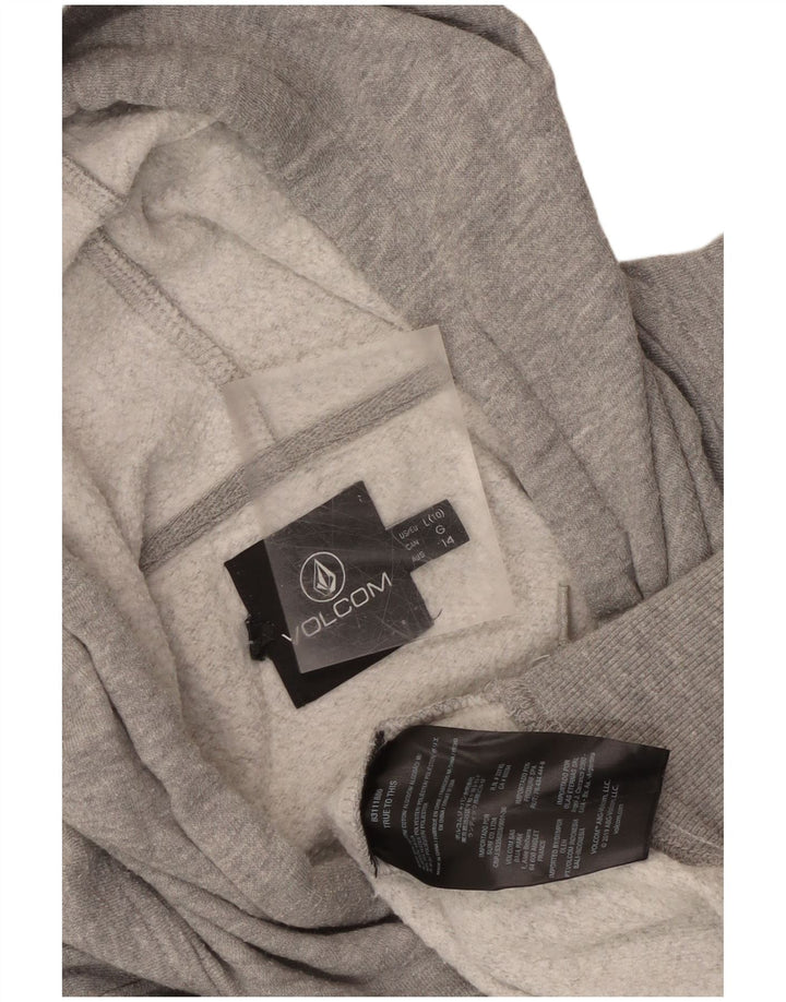 Volcom Womens Hoodie Jumper US 10 Large Grey Cotton