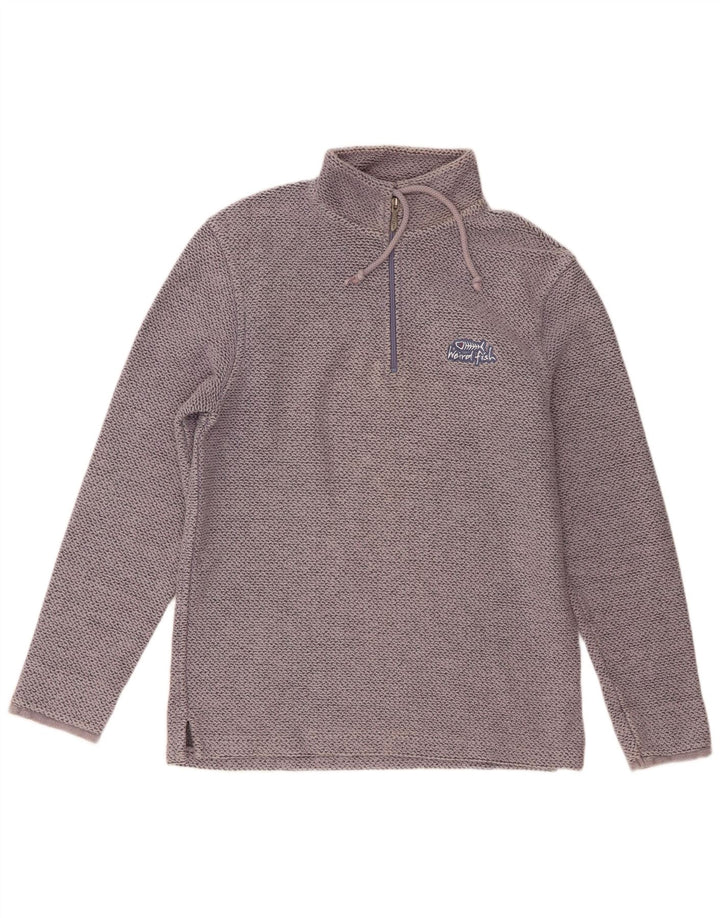 Weird Fish Mens Zip Neck Sweatshirt Jumper Medium Grey Flecked Cotton