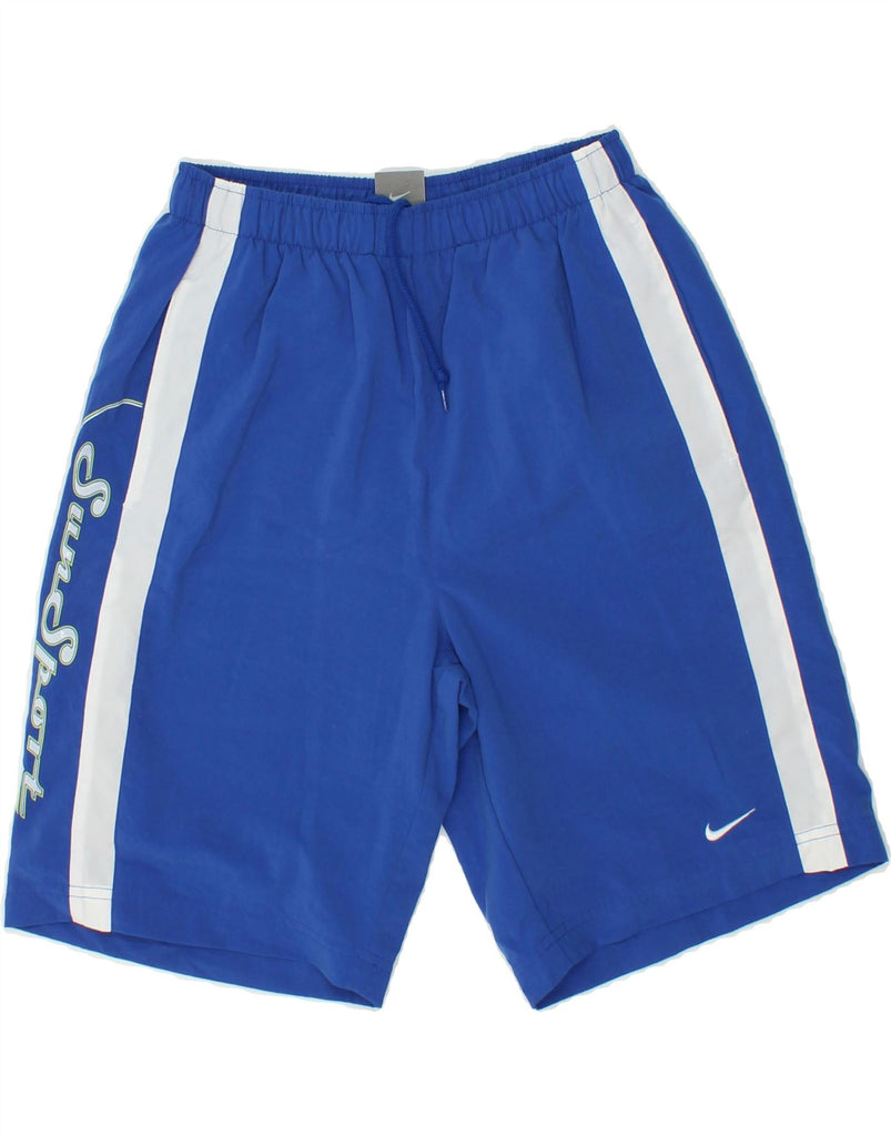 NIKE Boys Graphic Sport Shorts 14-15 Years Large Blue Colourblock | Vintage Nike | Thrift | Second-Hand Nike | Used Clothing | Messina Hembry 