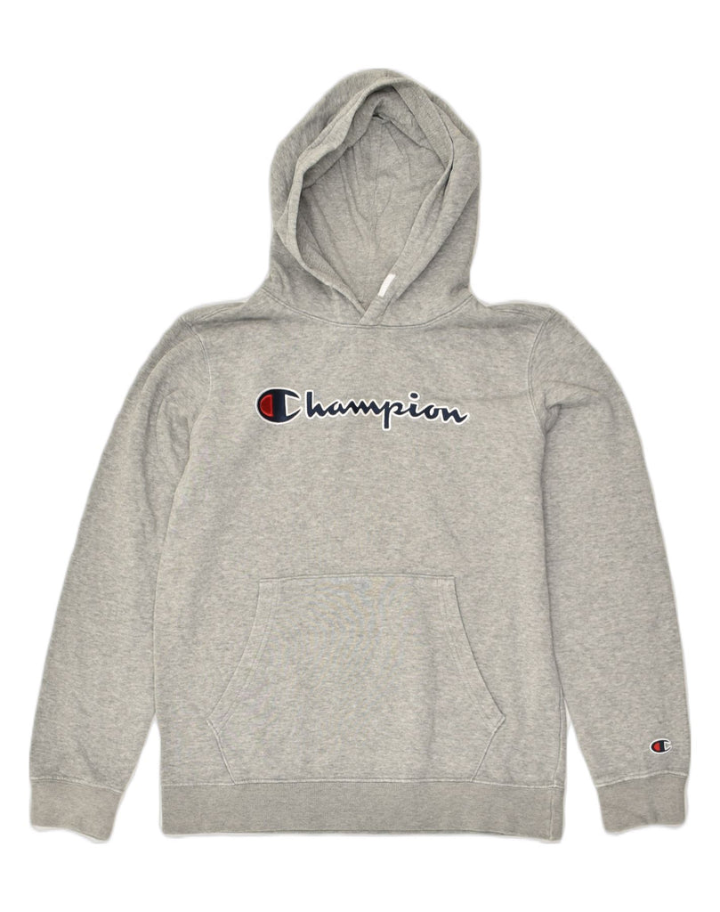 CHAMPION Boys Graphic Hoodie Jumper 13-14 Years XL Grey Cotton | Vintage Champion | Thrift | Second-Hand Champion | Used Clothing | Messina Hembry 