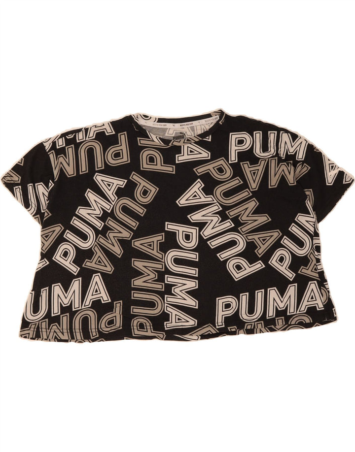 PUMA Womens Oversized Crop Graphic T-Shirt Top UK 14 Medium Black Cotton Vintage Puma and Second-Hand Puma from Messina Hembry 
