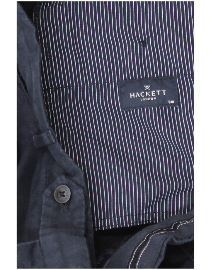 Hackett Mens Slim Chino Trousers W34 L31 Navy Blue Cotton