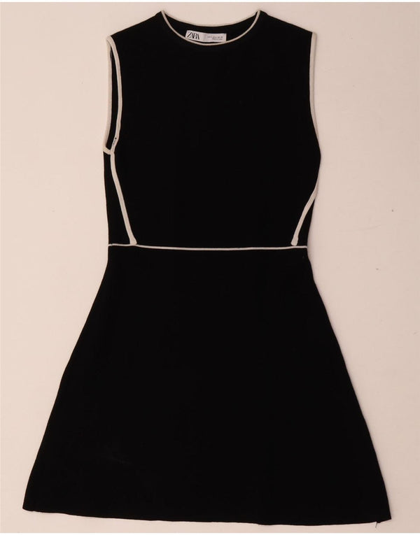 Zara Womens Sleeveless A-Line Dress UK 8 Small Black