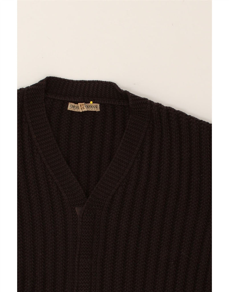 EMPORIO ARMANI Womens Slim Fit Cardigan Sweater IT 48 Medium Brown Wool | Vintage Emporio Armani | Thrift | Second-Hand Emporio Armani | Used Clothing | Messina Hembry 