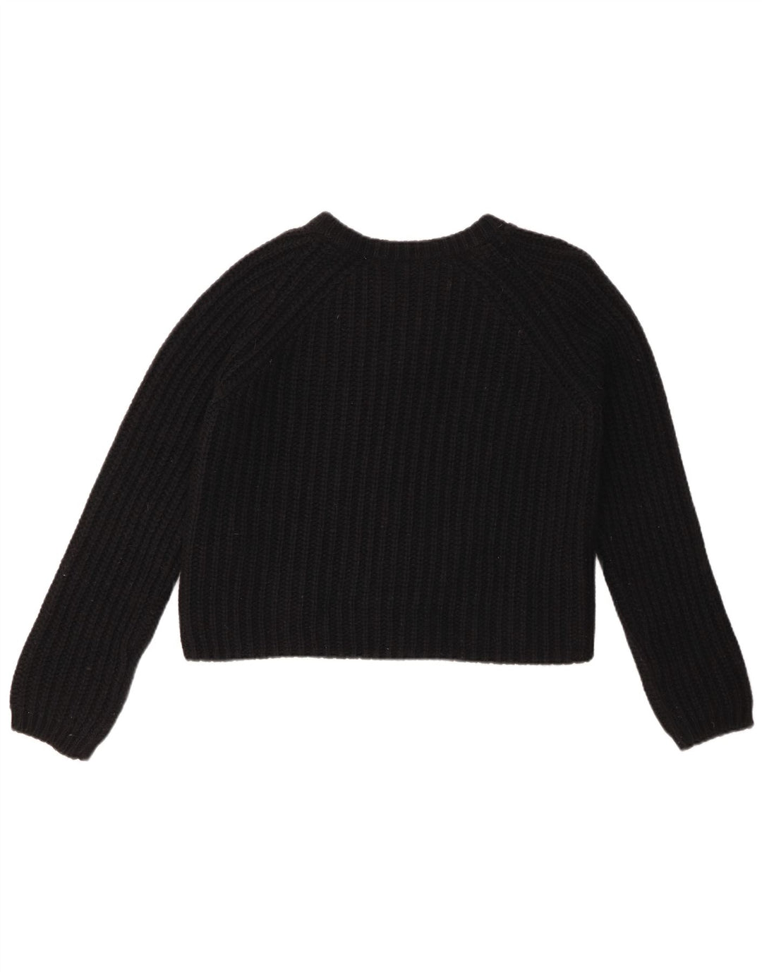 BENETTON Womens Crop Cardigan Sweater UK 10 Small Black Wool