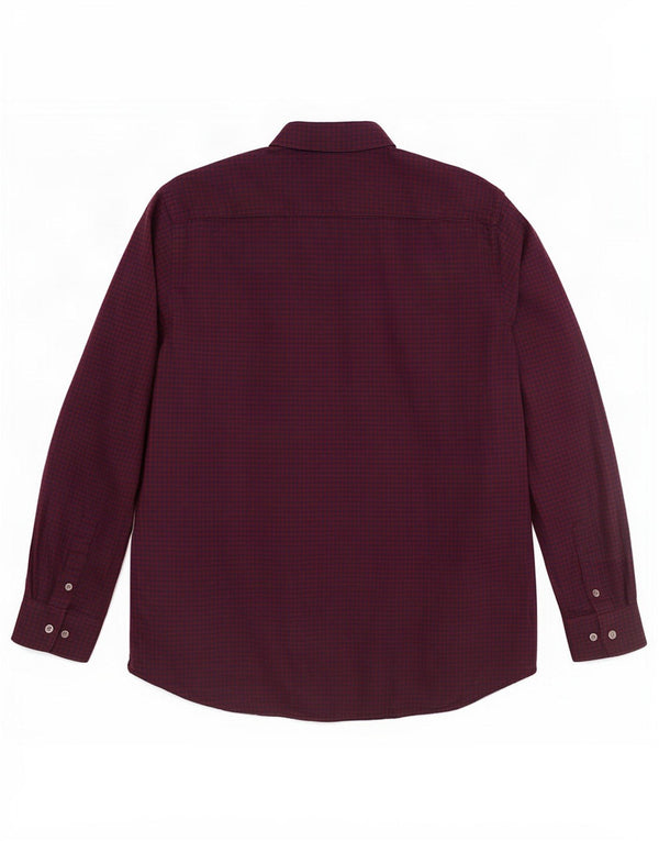 French Connection Mens Slim Fit Shirt XL Burgundy Check Cotton
