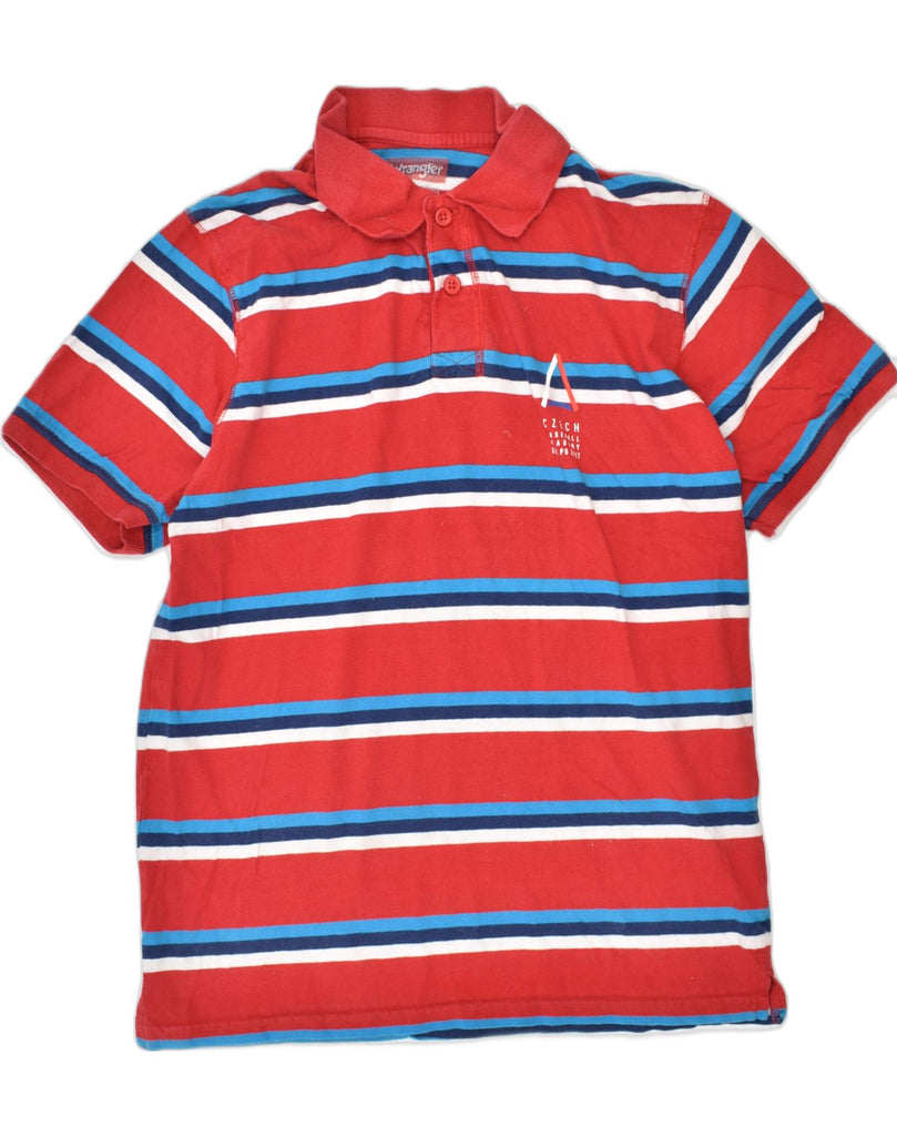 WRANGLER Boys Polo Shirt 15-16 Years 2XL Red Striped Cotton | Vintage | Thrift | Second-Hand | Used Clothing | Messina Hembry 