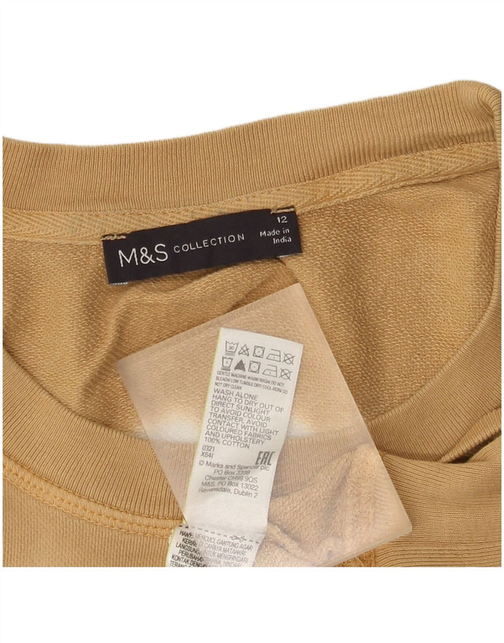 Marks & Spencer Womens Sweatshirt Jumper UK 12 Medium Beige Striped Cotton