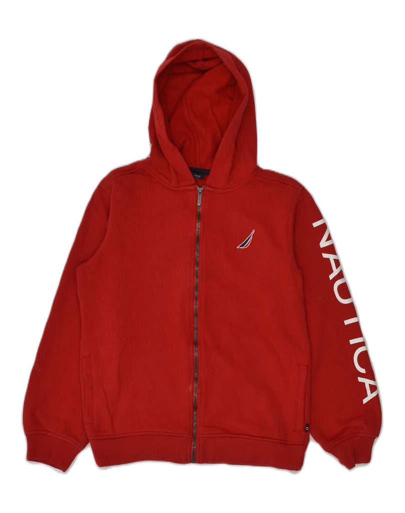 NAUTICA Boys Graphic Zip Hoodie Sweater 11-12 Years Red Cotton | Vintage Nautica | Thrift | Second-Hand Nautica | Used Clothing | Messina Hembry 