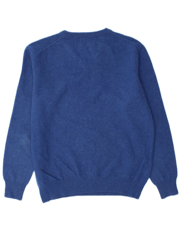 Conte of Florence Mens V-Neck Jumper Sweater Medium Blue