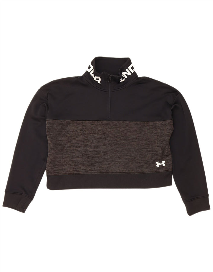 Under Armour Womens Crop Graphic Sweatshirt Jumper UK 14 Medium Black