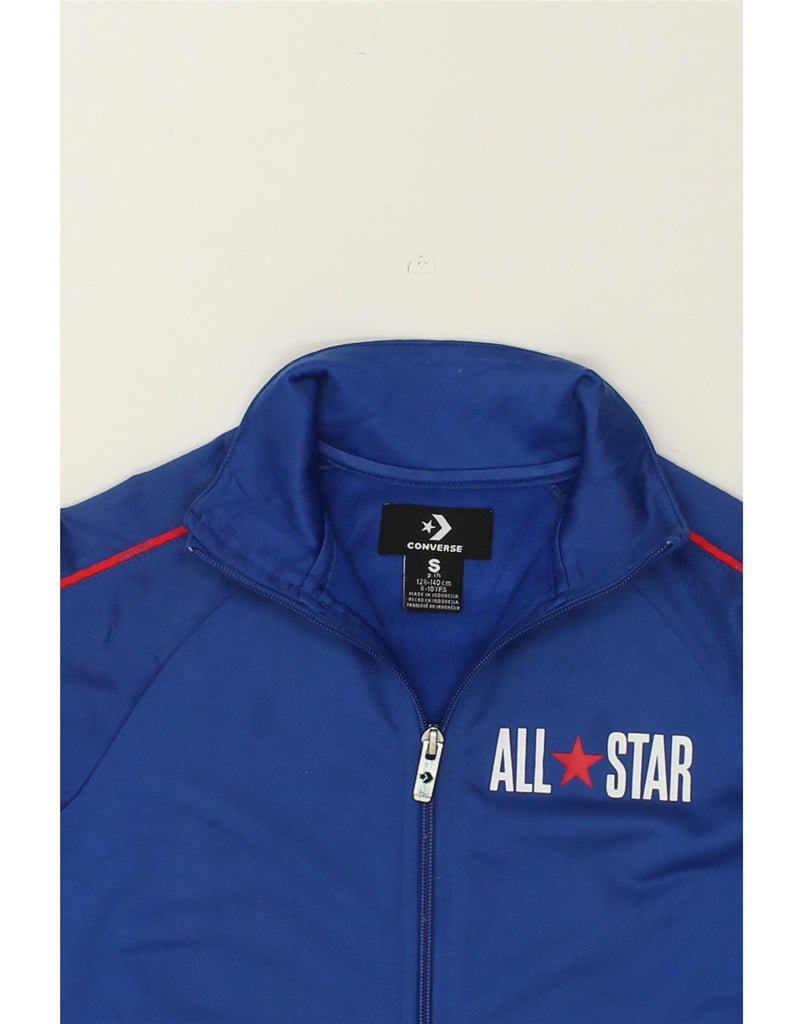 CONVERSE Boys Graphic Tracksuit Top Jacket 8-9 Years Small Blue Polyester | Vintage Converse | Thrift | Second-Hand Converse | Used Clothing | Messina Hembry 