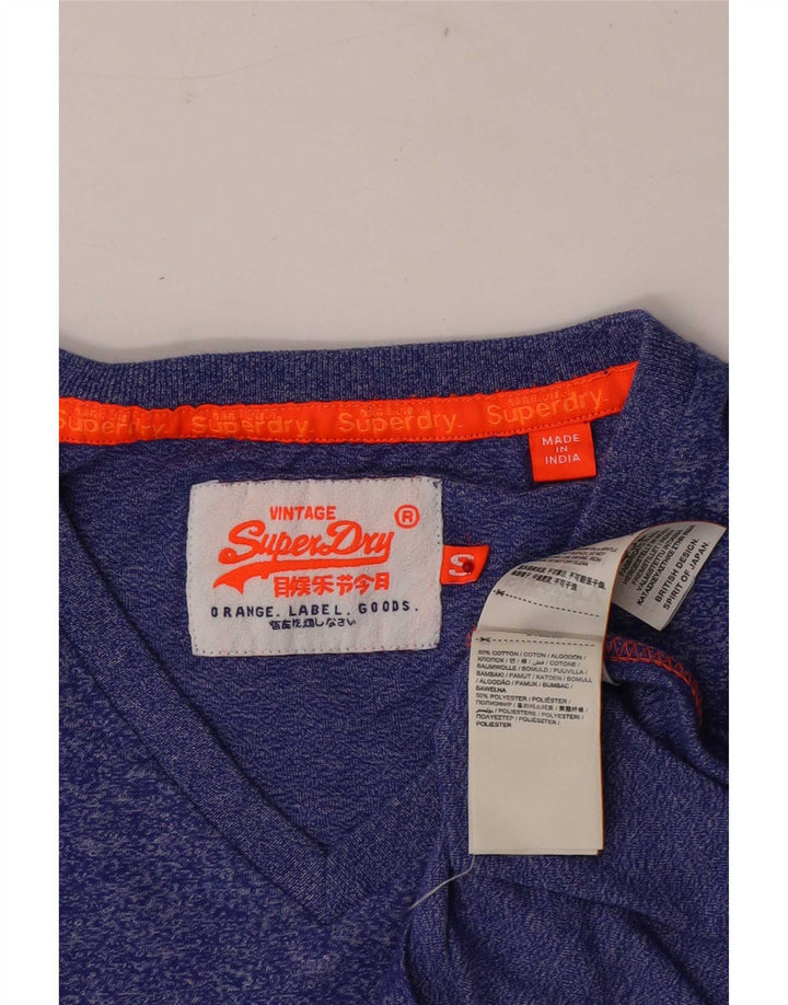 Superdry Mens T-Shirt Top Small Blue Flecked Cotton