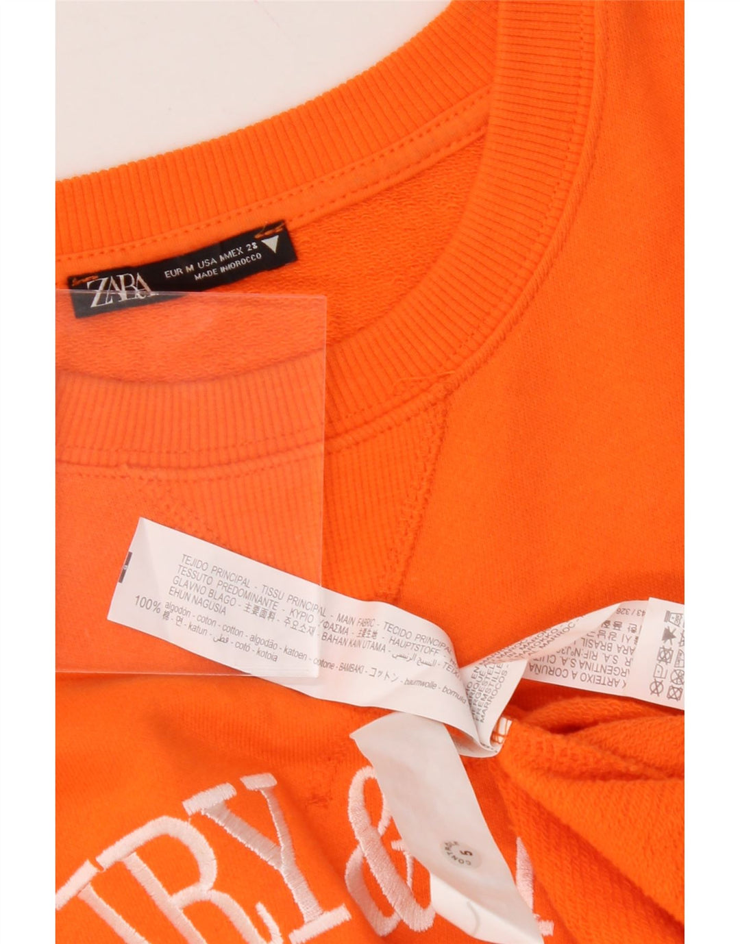 ZARA Womens Graphic Oversized Sweatshirt Jumper UK 14 Medium Orange Vintage Zara and Second-Hand Zara from Messina Hembry 
