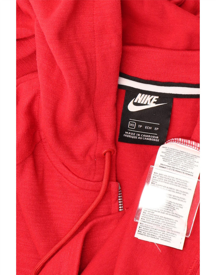NIKE Mens Zip Hoodie Sweater XS Red Cotton