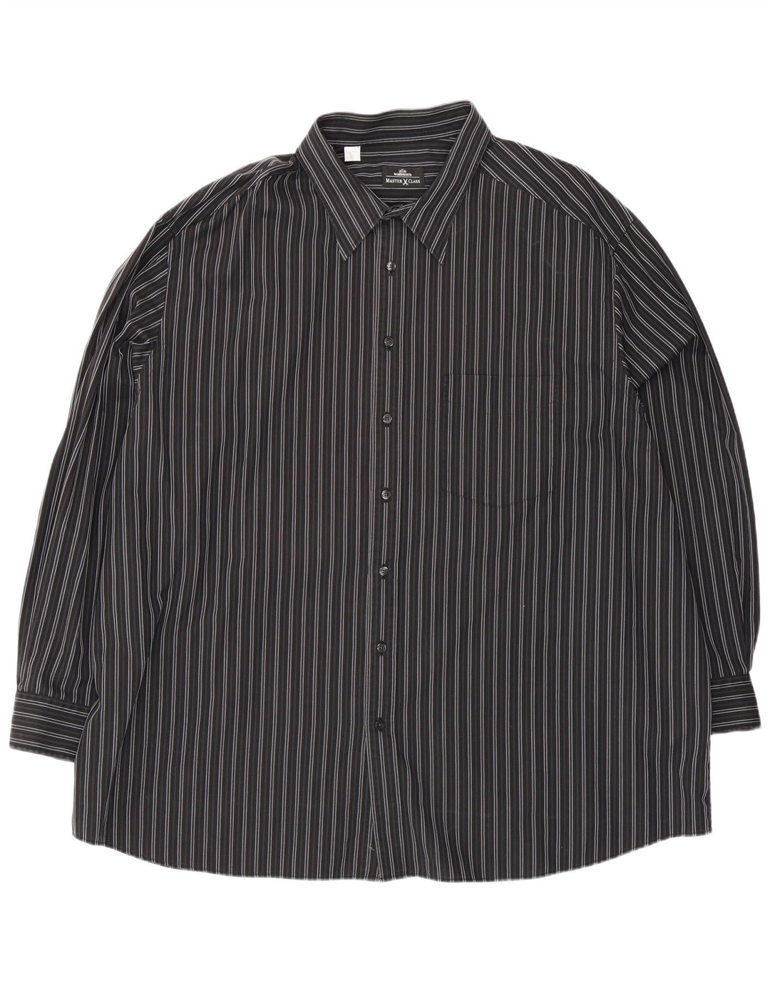 Walbusch Mens Shirt 3XL Black Striped Cotton