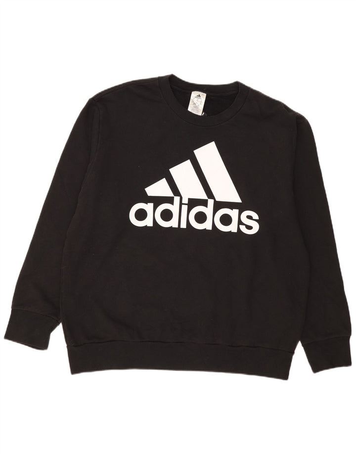 Adidas Mens Graphic Sweatshirt Jumper XL Black Cotton