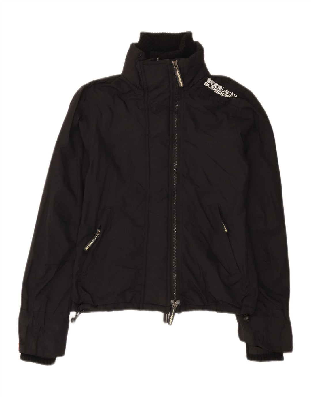 Superdry Womens Graphic Rain Jacket UK 6 XS Black Nylon