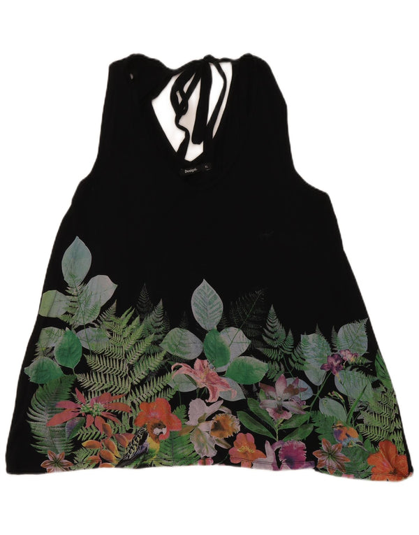 Desigual Womens Blouse Top UK 18 XL Black Floral