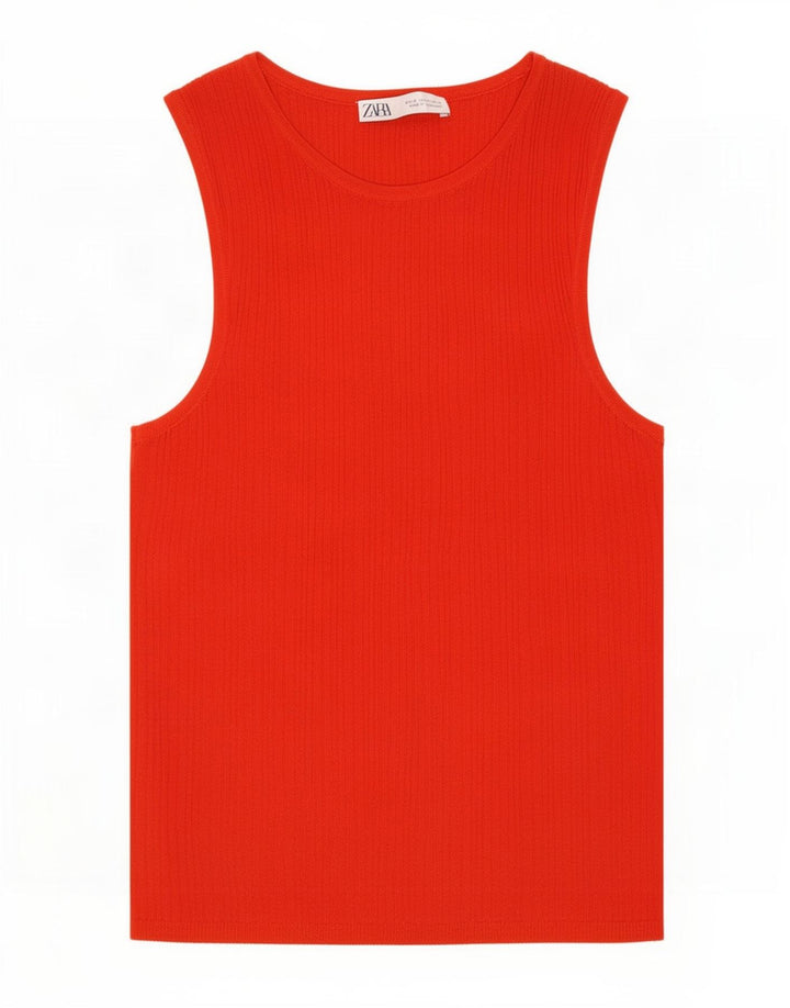 Zara Womens Vest Top UK 8 Small Orange Viscose