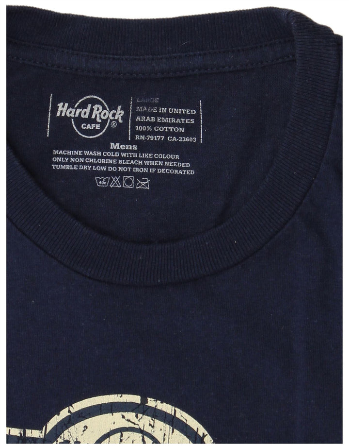 HARD ROCK CAFE Mens Dublin Graphic T-Shirt Top Large Navy Blue Cotton