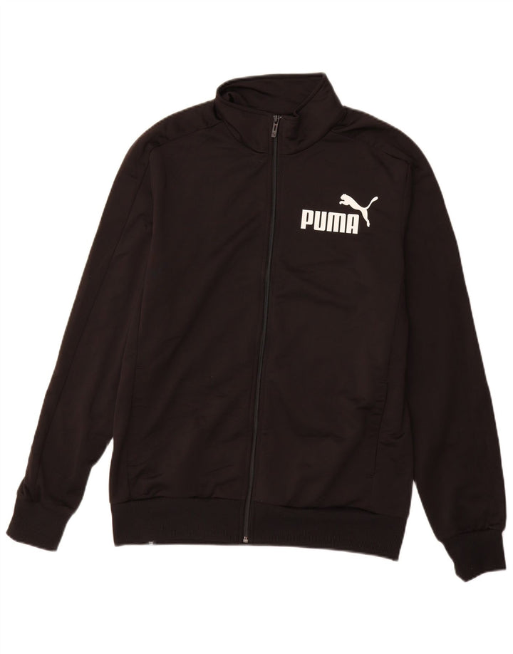 PUMA Mens Graphic Tracksuit Top Jacket Medium Black Polyester