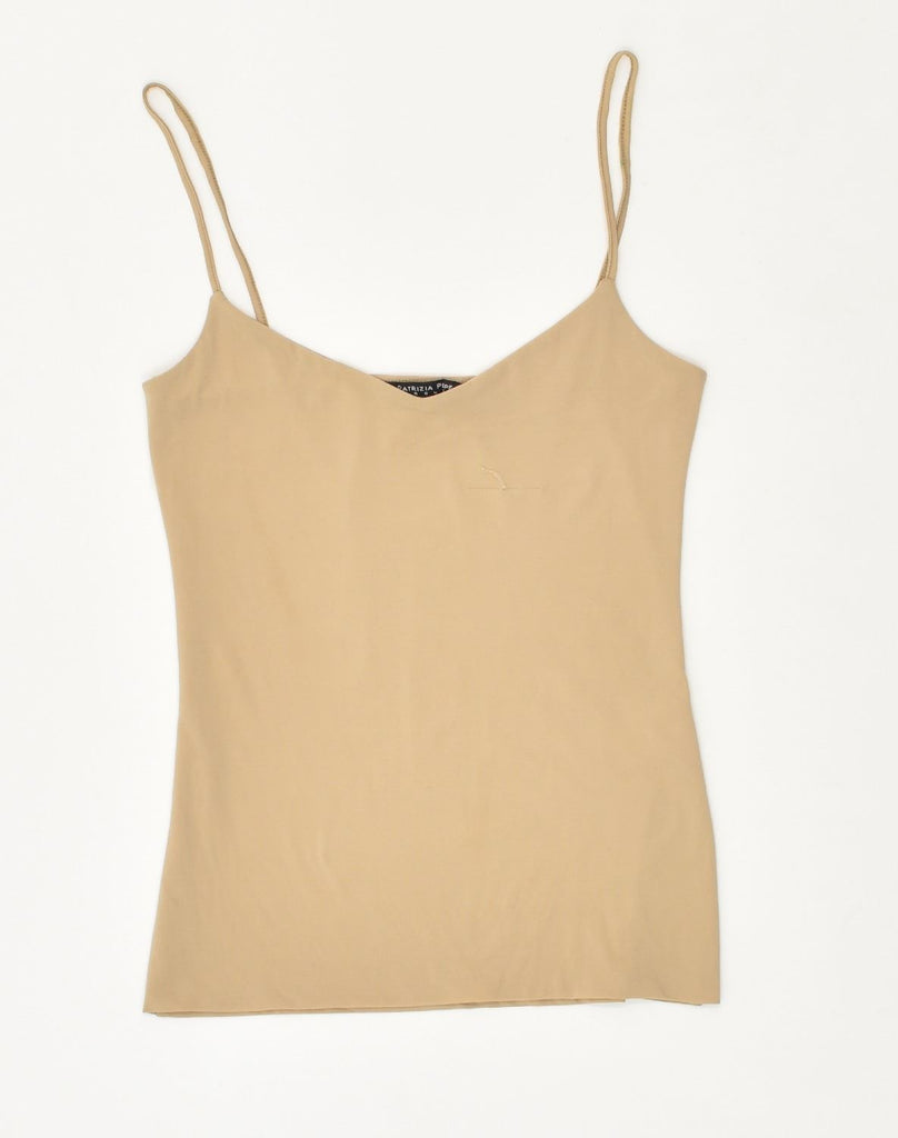 PATRIZIA PEPE Womens Cami Top UK 8 Small Beige Polyacrylic | Vintage Patrizia Pepe | Thrift | Second-Hand Patrizia Pepe | Used Clothing | Messina Hembry 