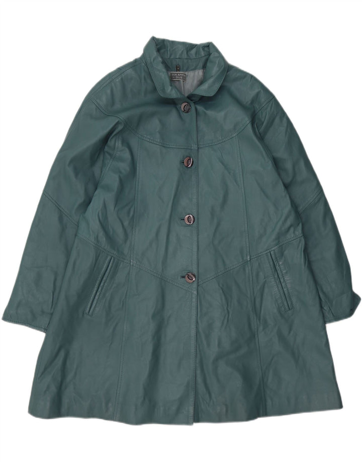 Via Appia Womens Oversized Leather Coat UK 14 Medium Blue Leather