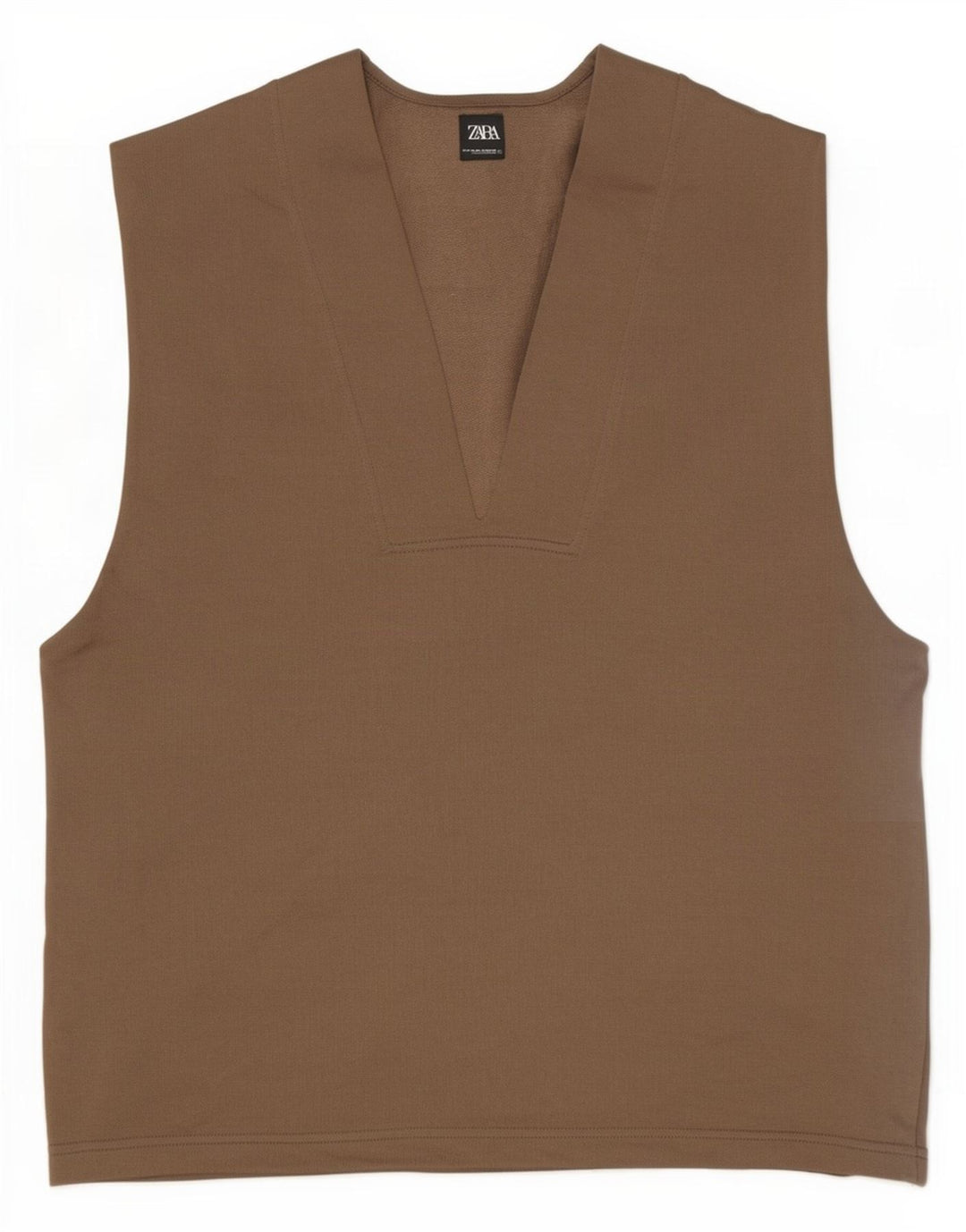 Zara Womens Oversized Vest Top UK 10 Small Brown Cotton