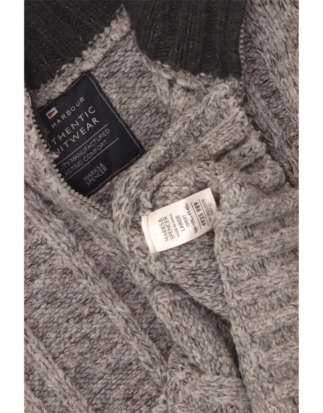 MARKS & SPENCER Mens Zip Neck Jumper Sweater UK 41/43 Large Grey