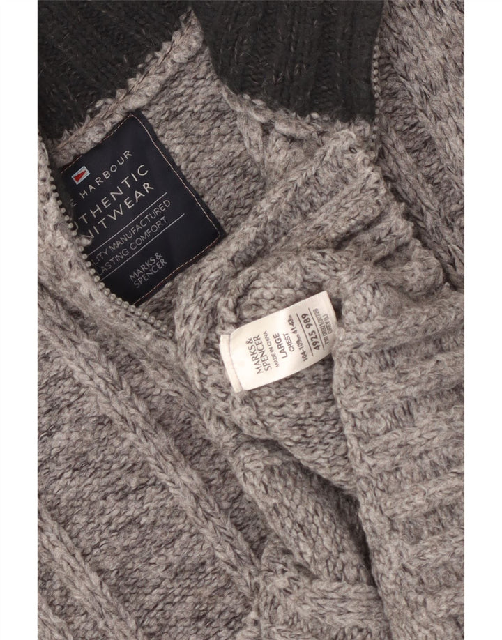 MARKS & SPENCER Mens Zip Neck Jumper Sweater UK 41/43 Large Grey