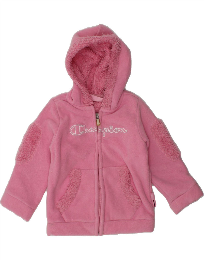 CHAMPION Baby Girls Graphic Hooded Fleece Jacket 12-18 Months Medium Pink | Vintage Champion | Thrift | Second-Hand Champion | Used Clothing | Messina Hembry 