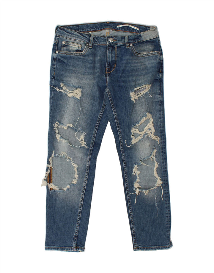 ZARA Womens Distressed Cropped Jeans EU 36 XS W26 L25 Blue Vintage Zara and Second-Hand Zara from Messina Hembry 